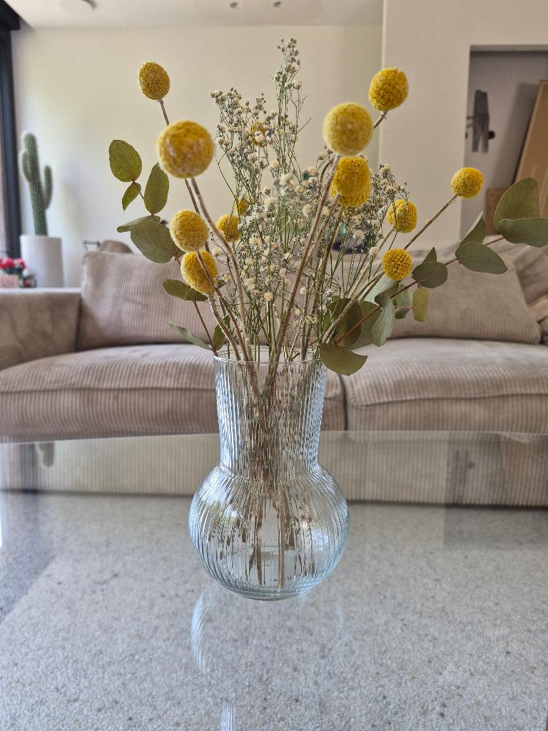 12 vaasjes met droogbloemen, Ophalen, Zo goed als nieuw