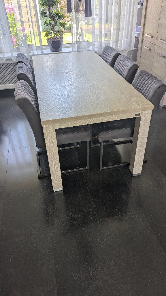 tafel met 6 stoelen en 2 salon tafels, Huis en Inrichting, Ophalen, Gebruikt, Stof