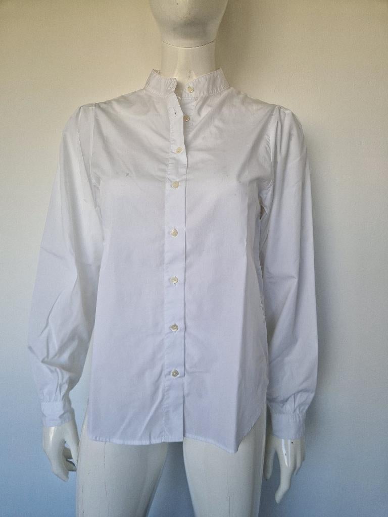 Closed blouse. Maat S. Wit/bio katoen, Nijmegen, Verhip-vintage.nl, Nieuw, Ophalen of Verzenden