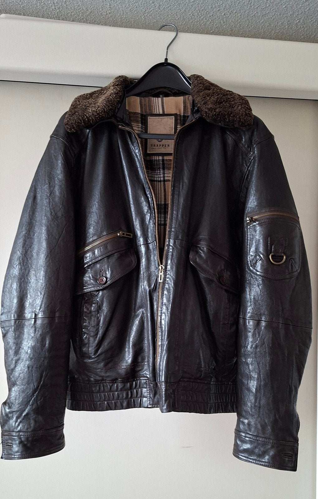 Trapper Leren Jas Heren - Maat 56 (XL) - Bruin, Kleding | Heren, Bruin, Maat 56/58 (XL), Ophalen of Verzenden, Gedragen