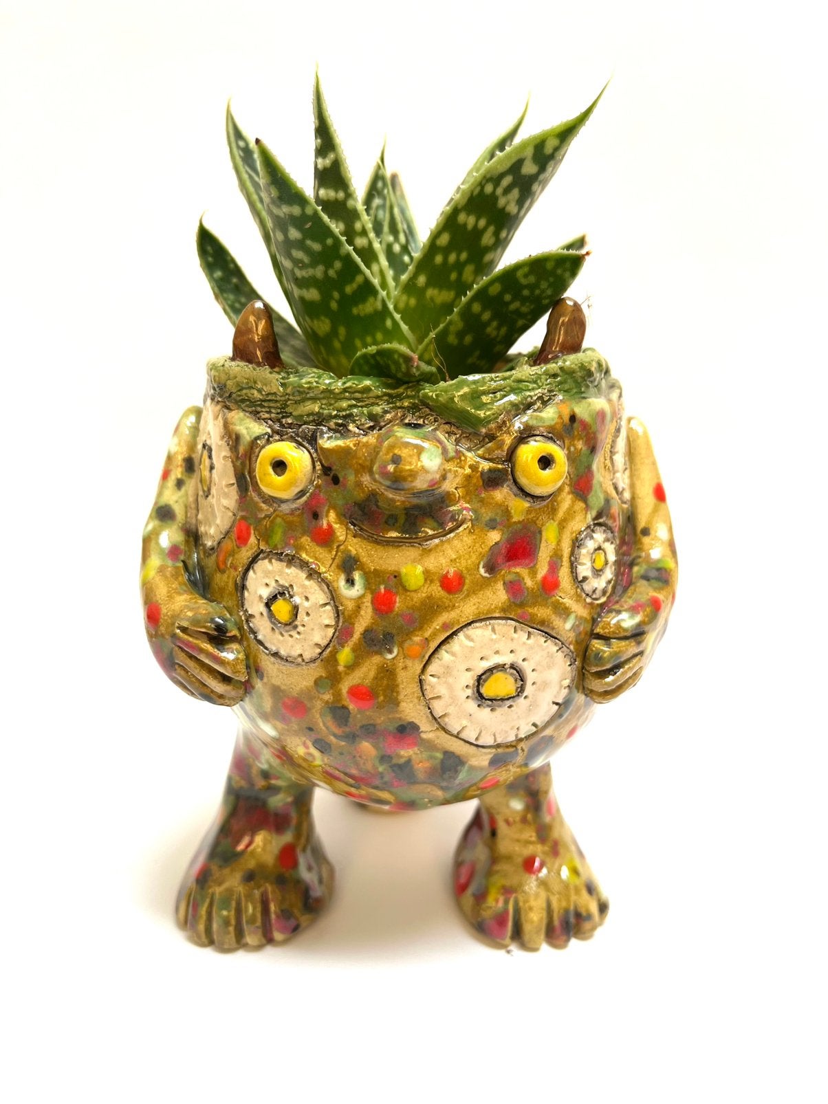 Bloempotje monstertje, Antiek en Kunst, Kunst | Designobjecten, Ophalen of Verzenden, 15 cm, Steen/keramiek