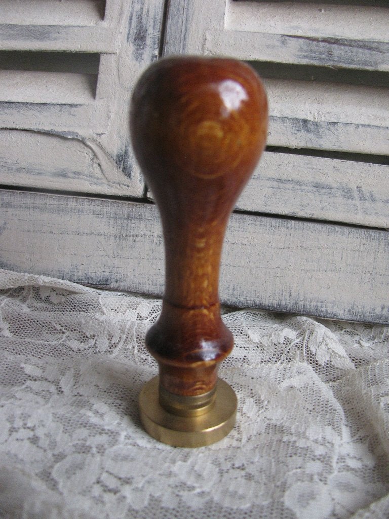 Lakstempel / Stempel met Monogram - Hout & Koper 8.5 cm, Antiek en Kunst, Verzenden