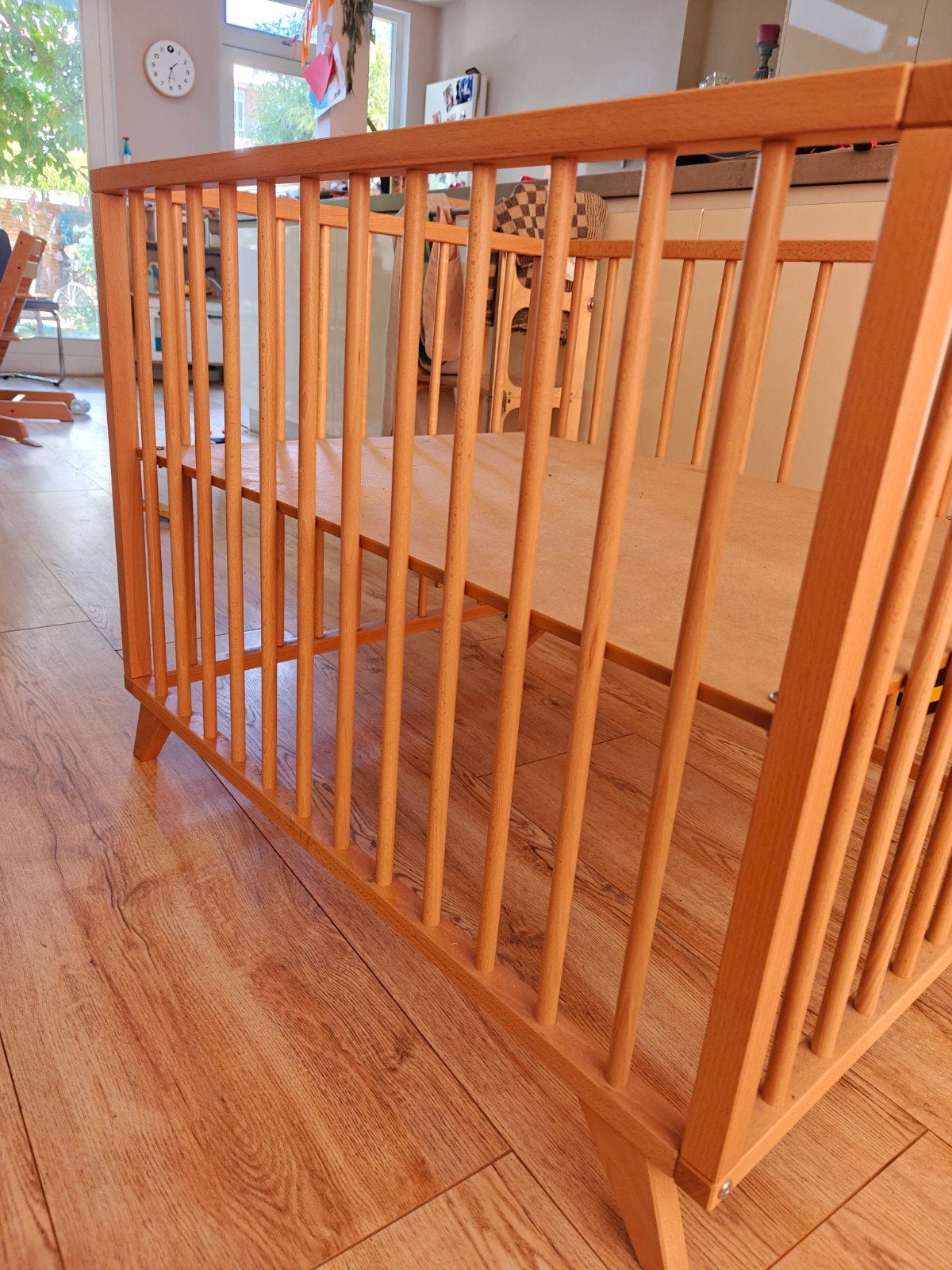 Bopita Box Eiken hout- Stevige en veilige babybox, Kinderen en Baby's, Boxen, Ophalen, Zo goed als nieuw, Rechthoekig, In hoogte verstelbaar
