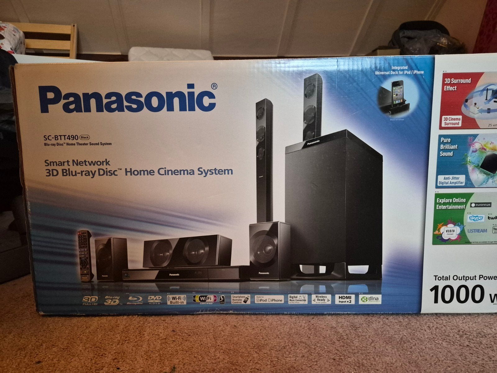 Panasonic SC-BTT490 3D Blu-ray Home Cinema System, Panasonic, Blu-ray-speler, 70 watt of meer, Ophalen of Verzenden