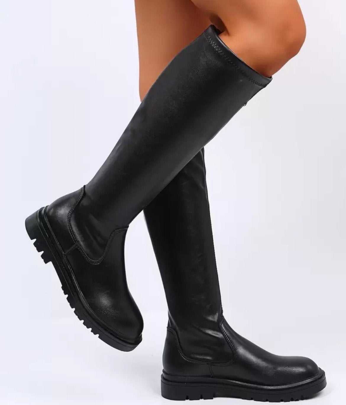 Zwarte hoge laarzen met dikke zool, Verzenden, Nieuw, Zwart, Hoge laarzen
