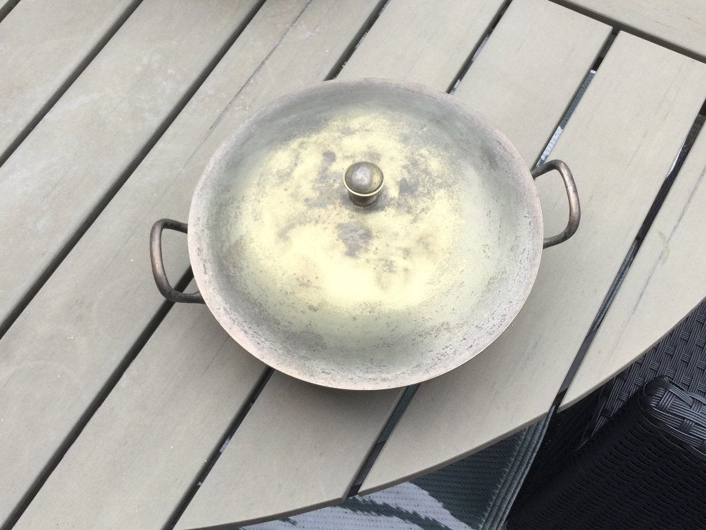 Vintage koperen schaal met deksel, Ophalen