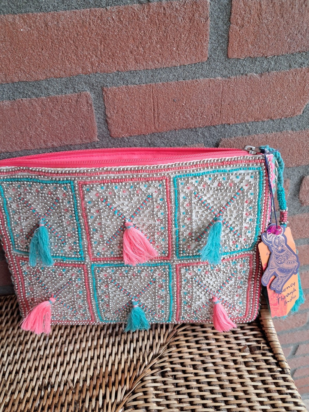 Prachtige Ibiza-stijl bohemian clutch of make-uptasje., Ophalen of Verzenden