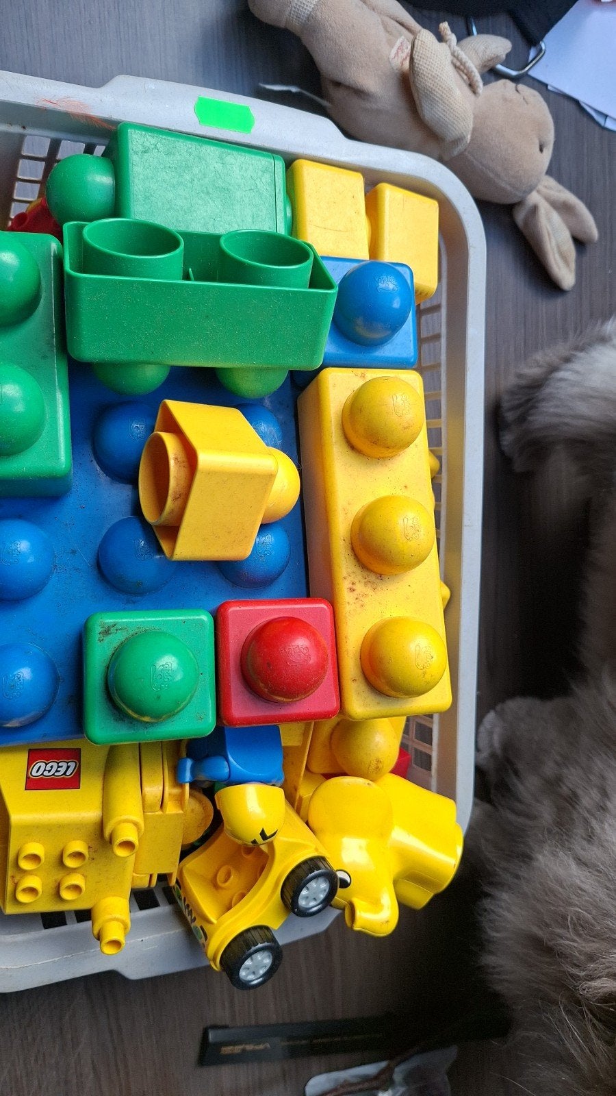 Mandje vol diverse Duplo blokken en onderdelen, Ophalen, Gebruikt, Losse stenen, Duplo