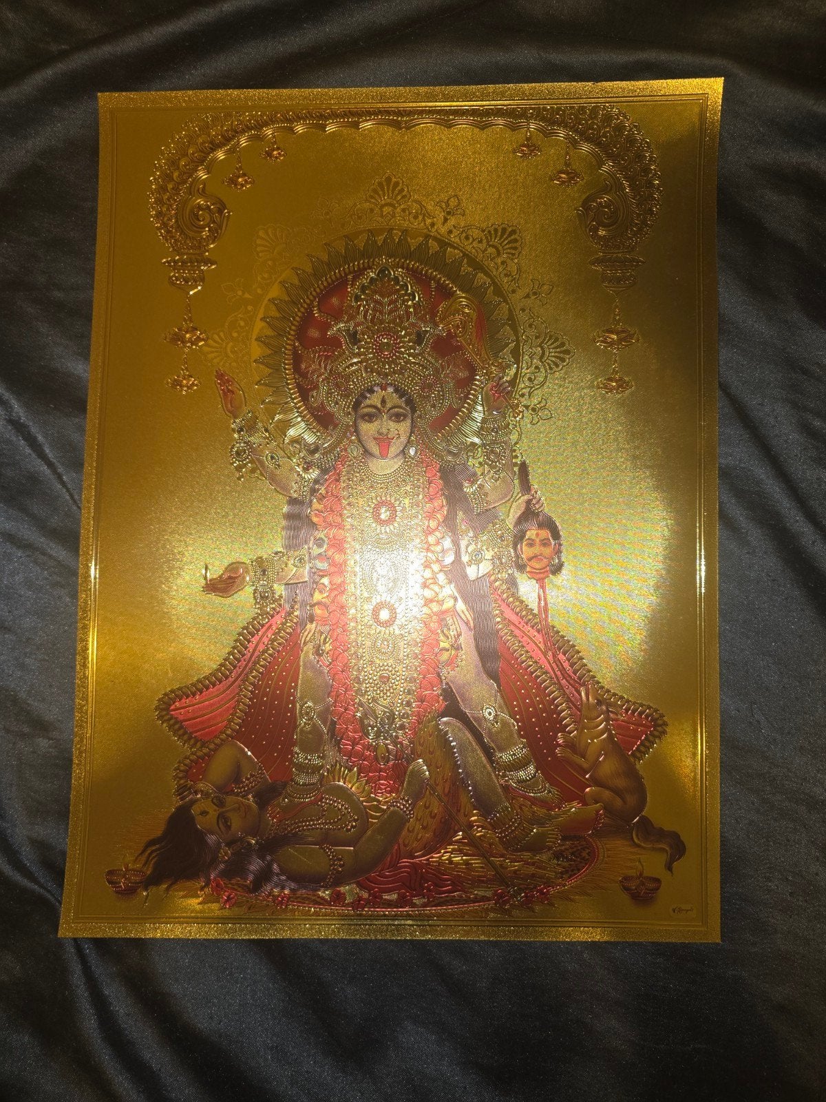 Gouden Kali Maa Plaat - Hindoeïstische Godin, Antiek en Kunst, Ophalen of Verzenden