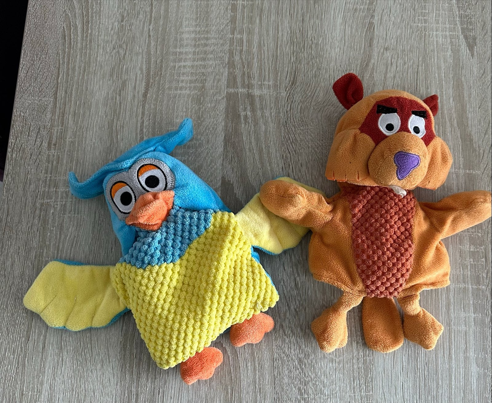 Handpoppen set: Uil en Bever uit Fabeltjeskrant, Overige karakters, Overige typen, Ophalen of Verzenden, Zo goed als nieuw