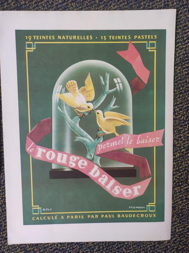 Le rouge baiser reclame uit 1948, Verzamelen, Merken en Reclamevoorwerpen, Ophalen of Verzenden, Gebruikt, Overige typen