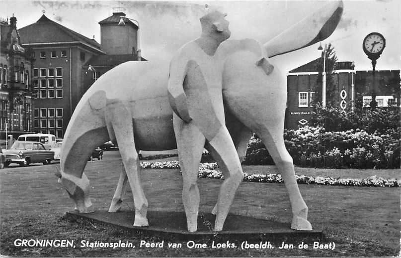 377-035-033 Groningen Stationsplein Peerd van Ome Lo, Verzamelen, Verzenden, Voor 1920, Groningen