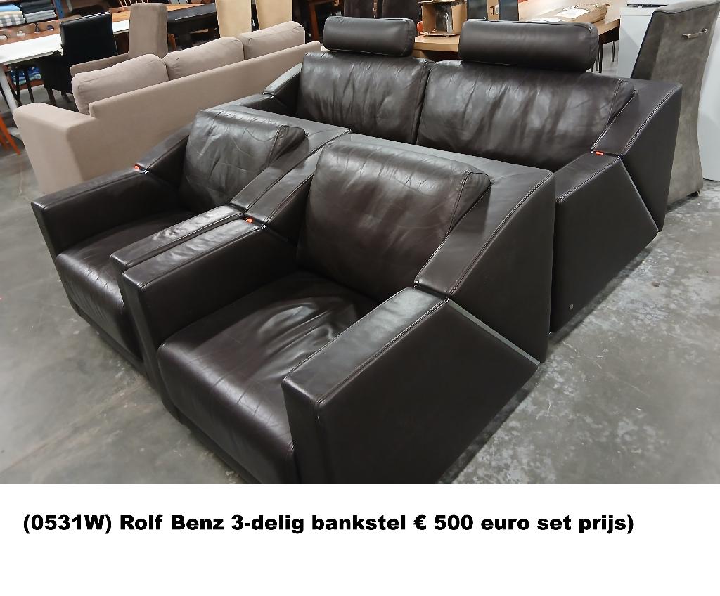 design meubel van Rolf Benz bankstel en stoelen, zie tekst, Ophalen, ., Design, Leer