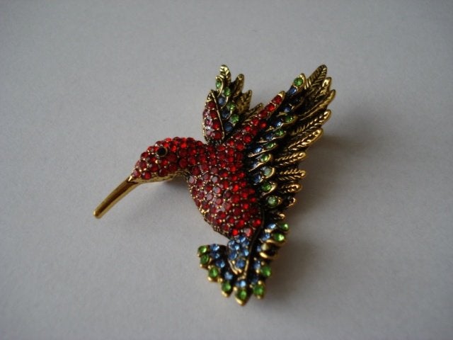 Kolibrie broche, Overige materialen, 4 tot 7 cm, Overige kleuren, Nieuw