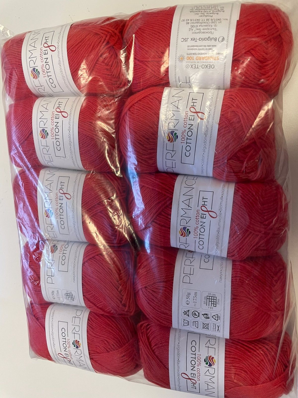 10 bollen 100% katoen haak/ breigaren in kleur Rood - nieuw, Ophalen of Verzenden, Nieuw, Breien of Haken, Wol of Garen