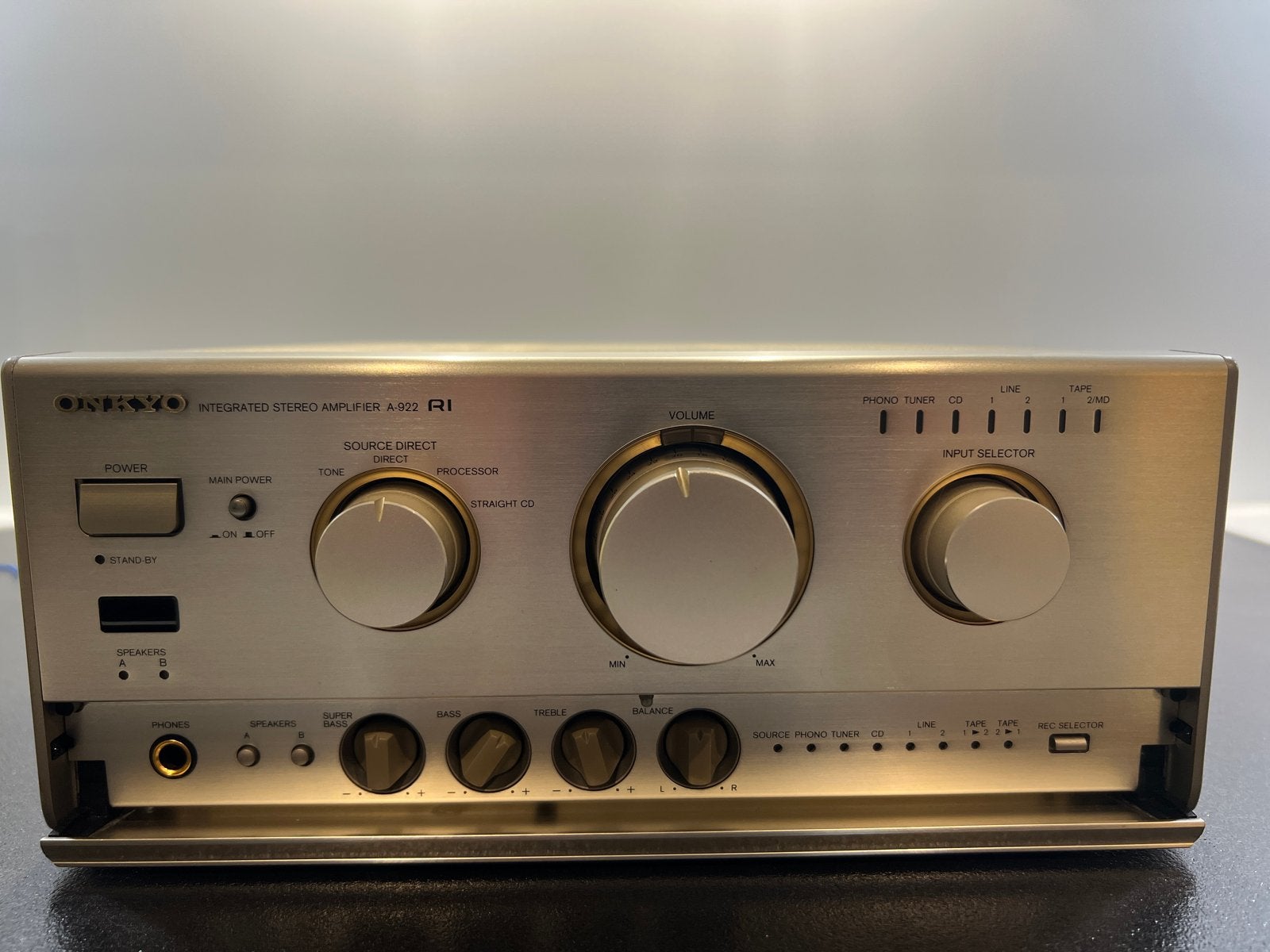 Onkyo A-922 geïntegreerde stereo versterker, Ophalen of Verzenden, Zo goed als nieuw, 60 tot 120 watt, Stereo