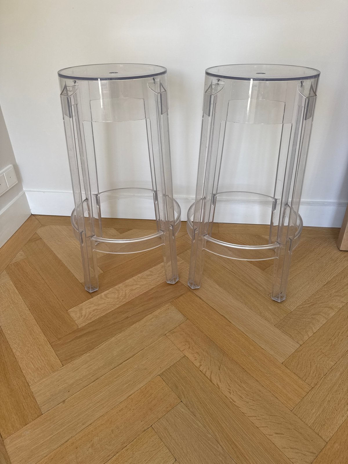 2 Kartell Charles Ghost krukken - Transparant, Ophalen, Kunststof, Gebruikt, 60 tot 90 cm