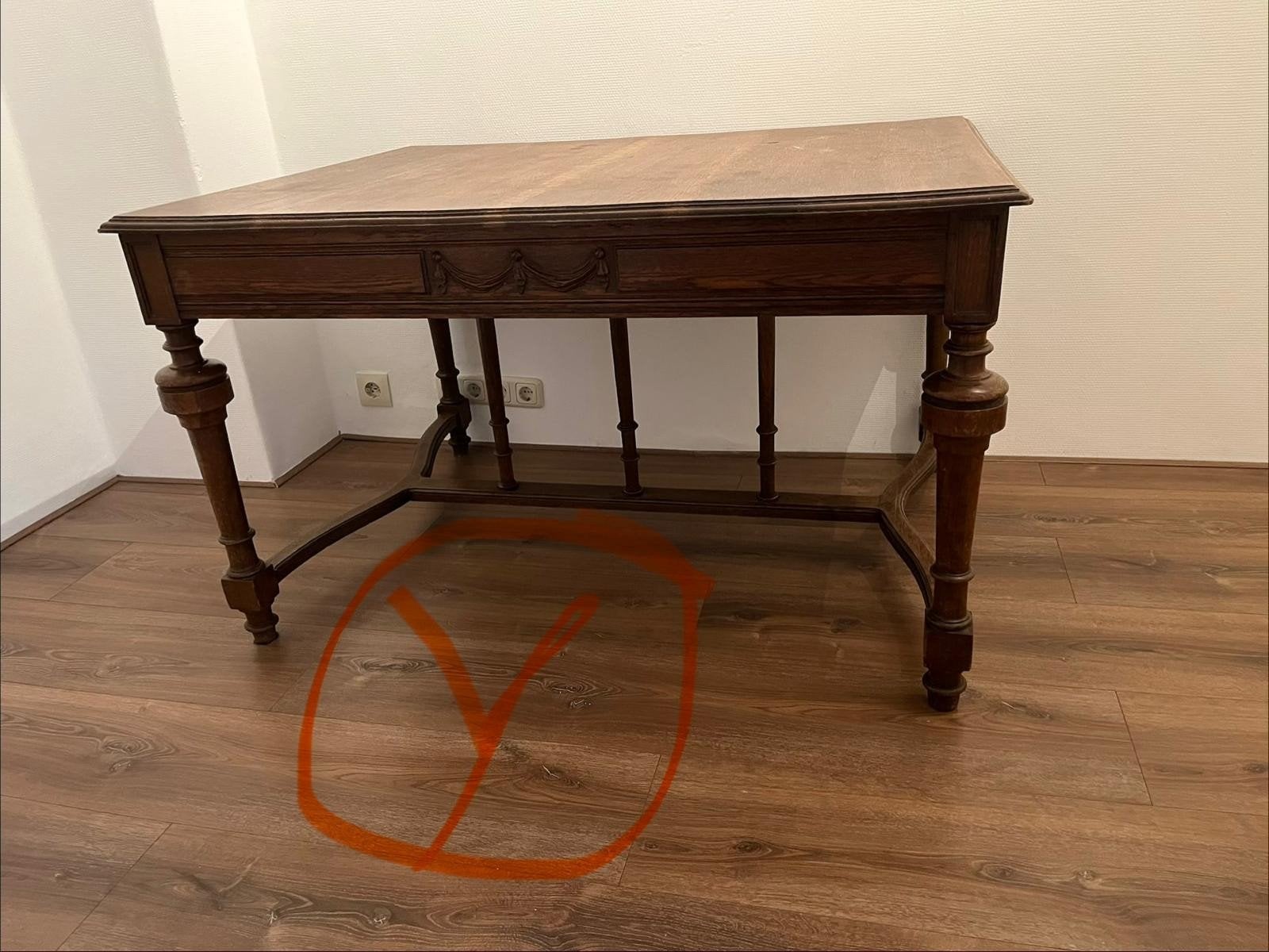 Vintage donker eiken tafel Y massief elegant, Ophalen, Gebruikt, 100 tot 150 cm, Eikenhout