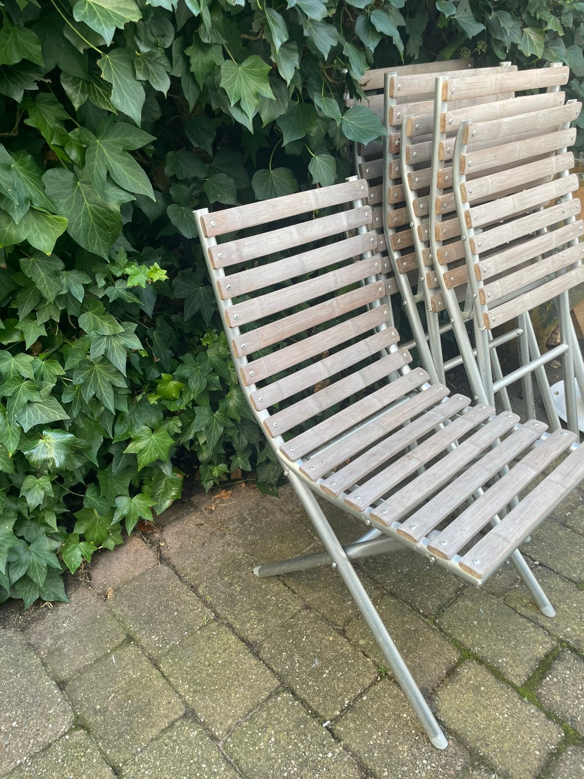 Bamboe stoeltjes, Tuin en Terras, Ophalen, Gebruikt, Aluminium, Inklapbaar
