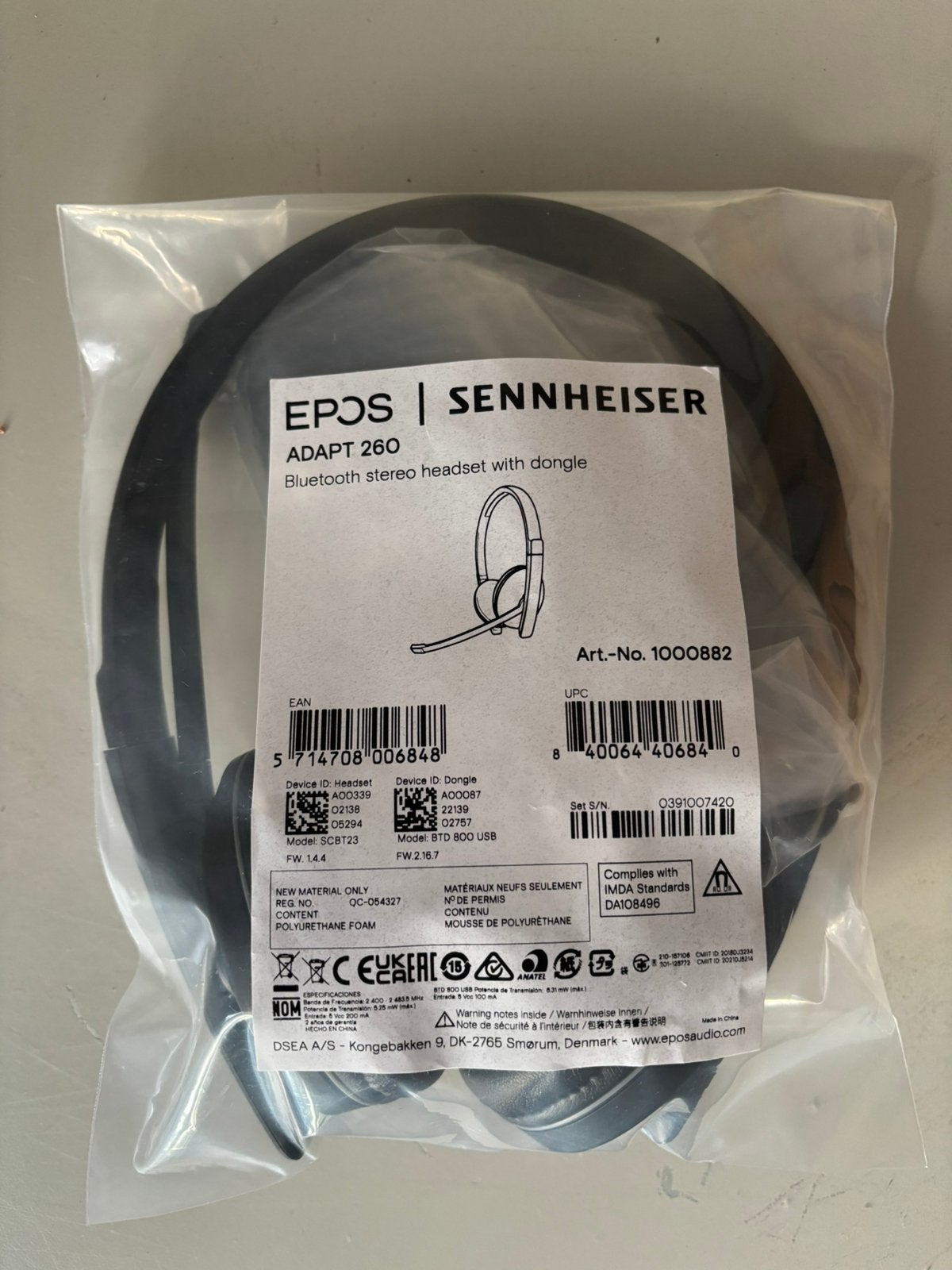 Sennheiser EPOS Adapt 260 Bluetooth Stereo Headset - Nieuw, Computers en Software, Ophalen of Verzenden, Nieuw
