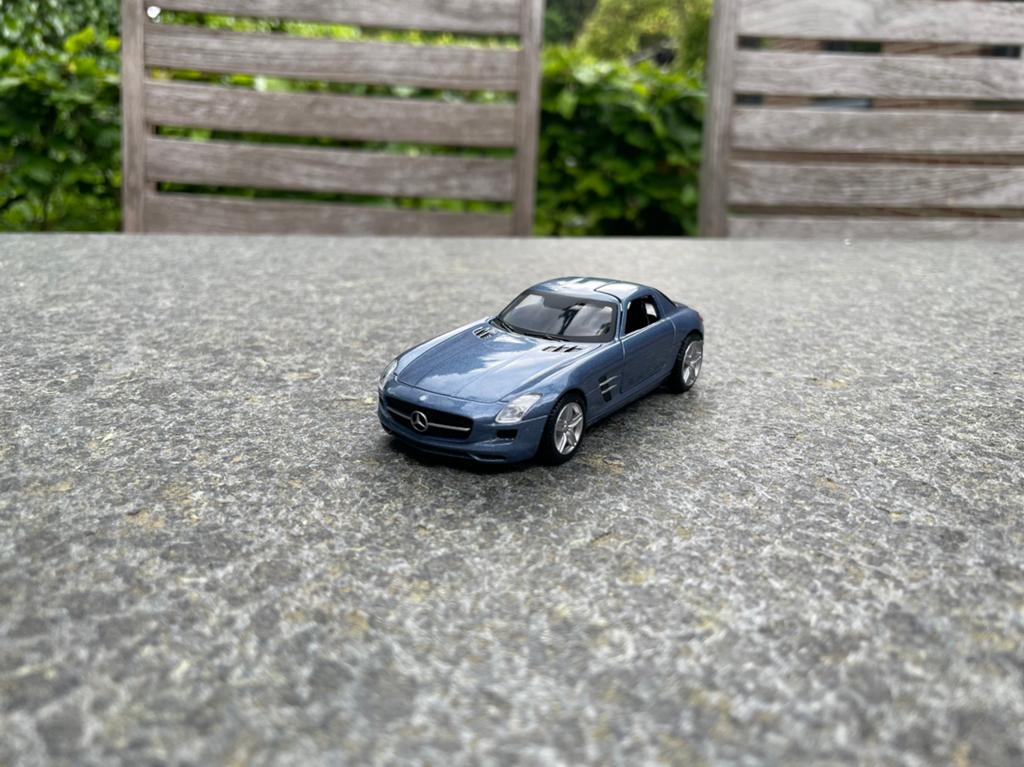 Minichamps 1:43 Mercedes SLS AMG metallic blauw, Ophalen of Verzenden, Nieuw, Auto, MiniChamps