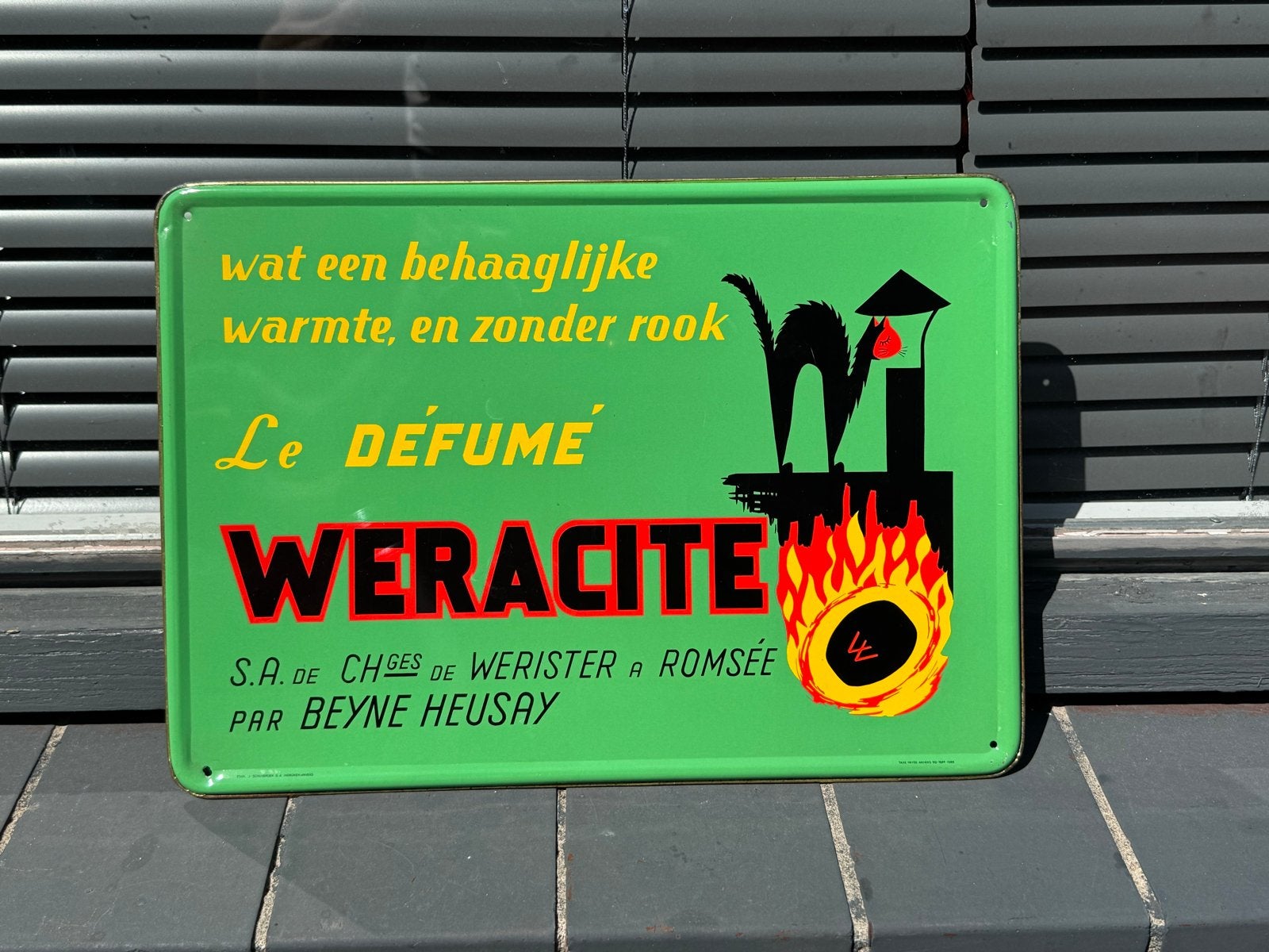 Vintage Weracite Reclamebord - Le Défumé, Verzamelen, Reclamebord, Gebruikt, ., Ophalen of Verzenden