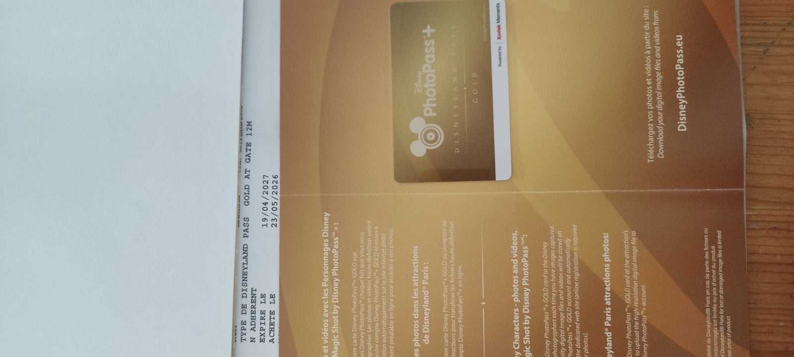 Disneyland parijs fotopass, Eén persoon