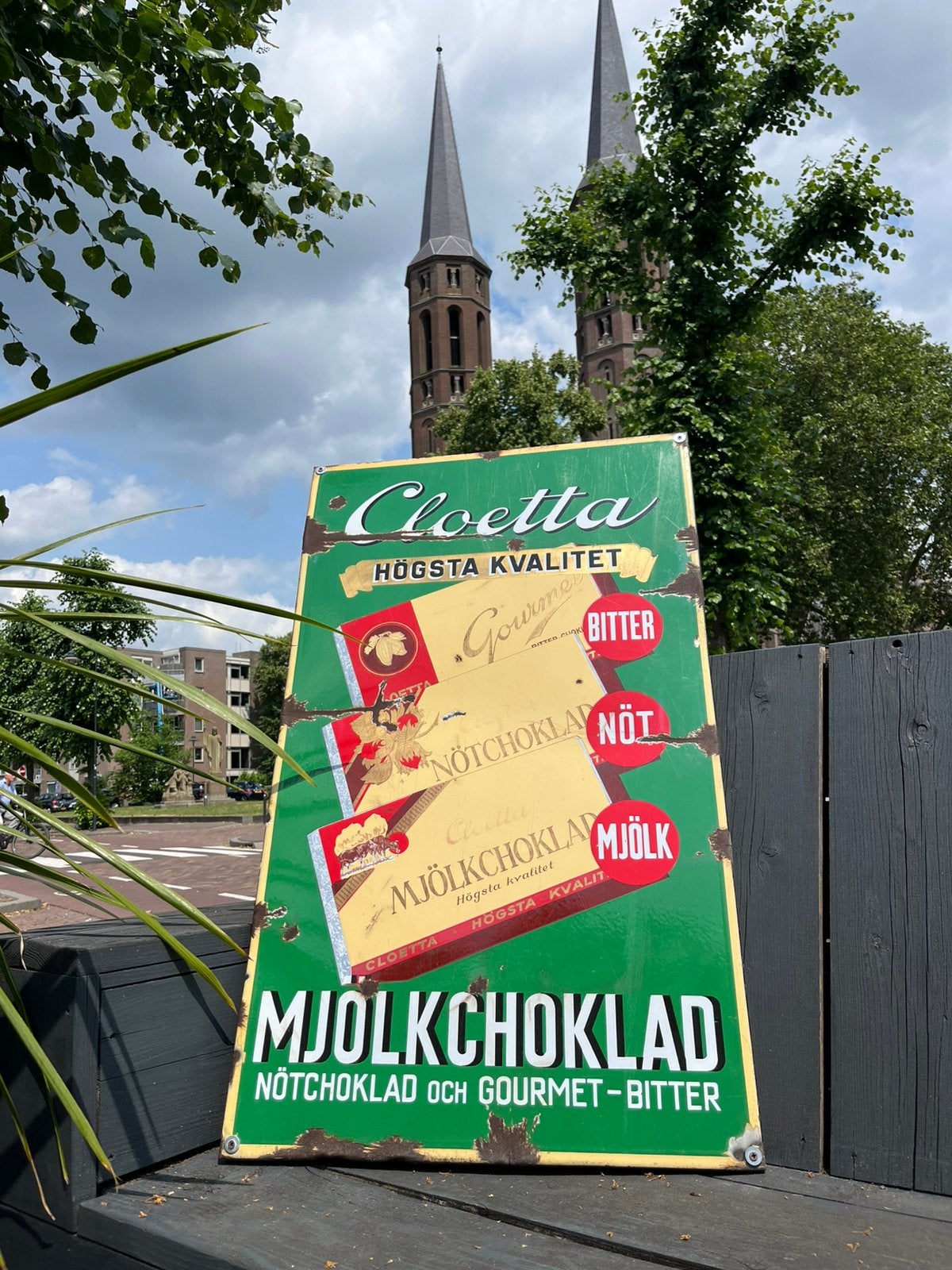 Emaille Reclame Bord Cloetta Mjölkchoklad, Verzamelen, Ophalen, Gebruikt, Reclamebord