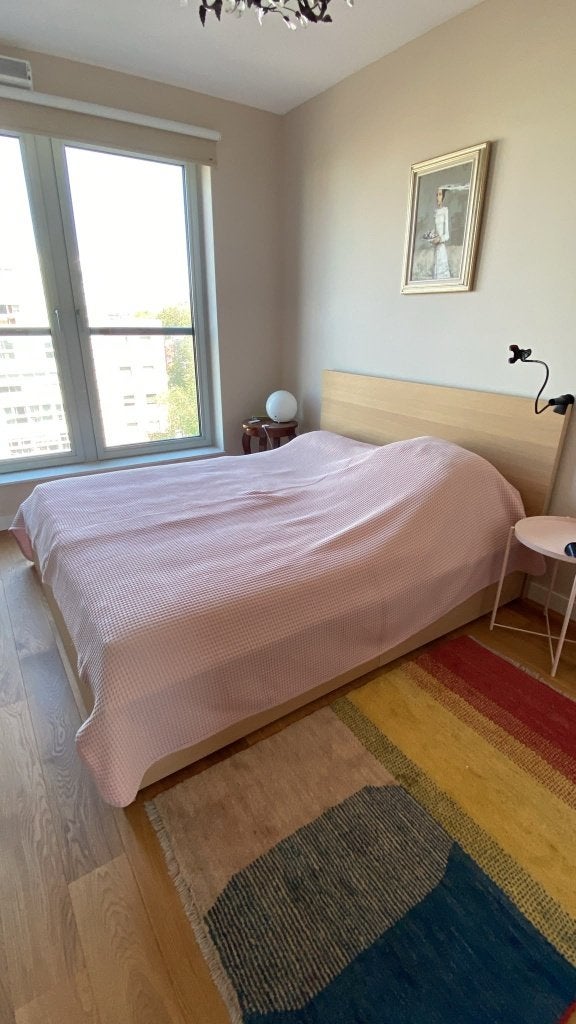 IKEA MALM BED, Ophalen, Beige, Tweepersoons, Zo goed als nieuw