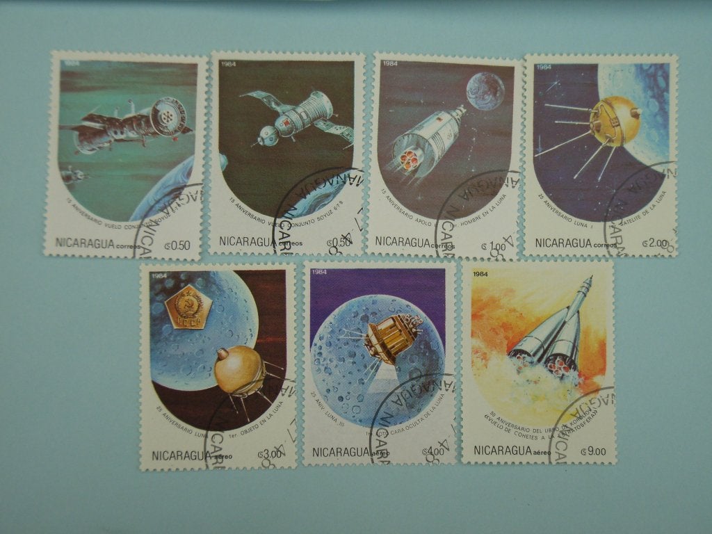 BK  Nicaragua 2497-2503 ruimtevaart, Postzegels en Munten, Ophalen of Verzenden, Gestempeld, Dier of Natuur