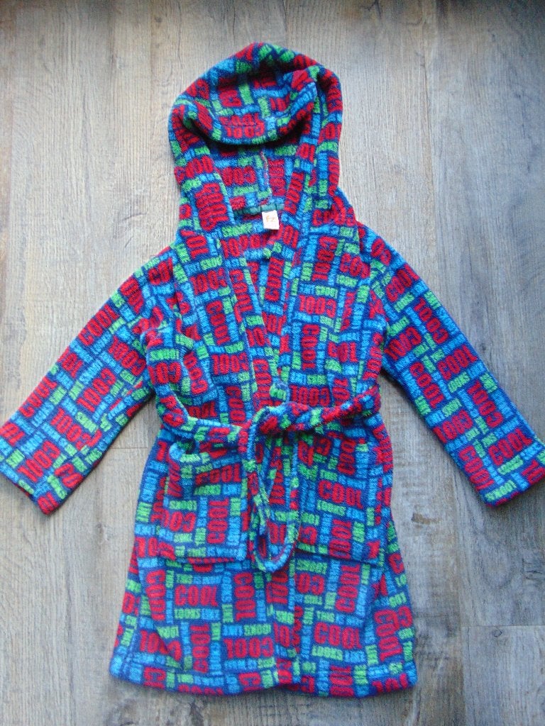 Badjas / ochtendjas COOL blauw met rood maat 98 - 104 fleece, Overige typen, Frendz, Ophalen of Verzenden, Zo goed als nieuw
