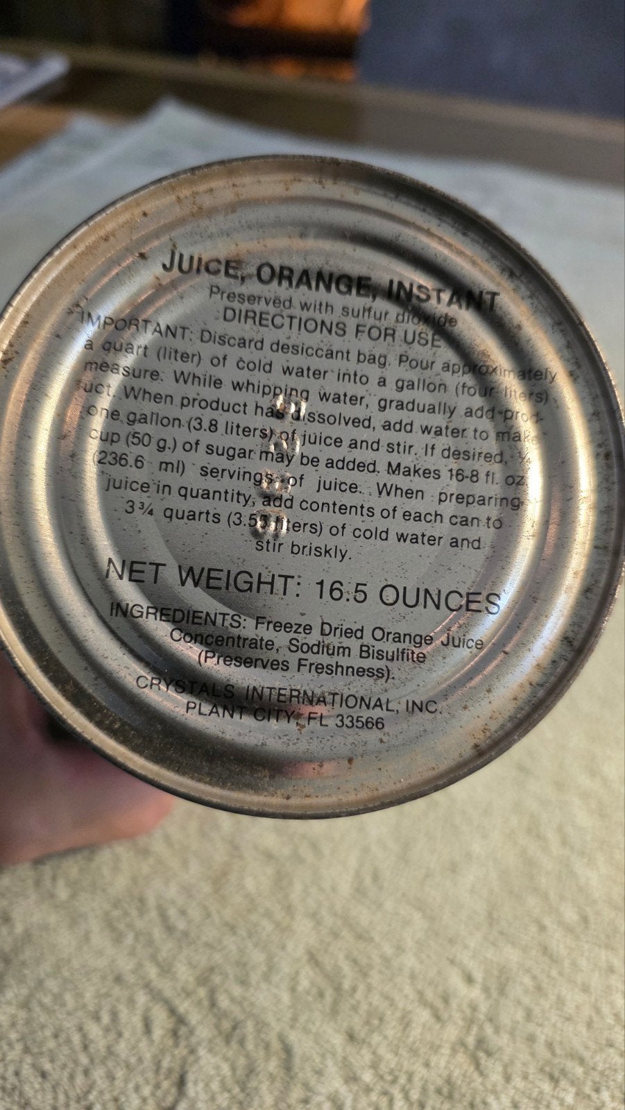 Juice Orange Instant. Rantsoen., Ophalen of Verzenden, Landmacht, Amerika