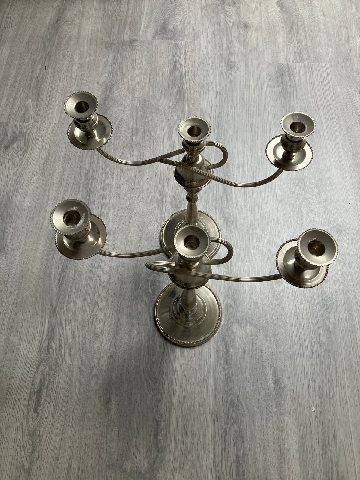 Antieke zilveren kandelaar met 3 armen, Antiek en Kunst, Ophalen of Verzenden, Zilver