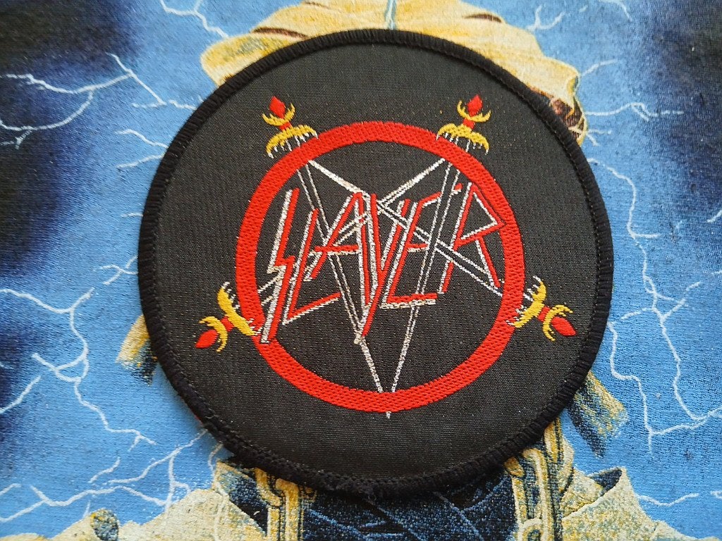 Slayer zeer zeldzame vintage 1989 Pentagram patch  metal, Verzenden, Nieuw, Kleding