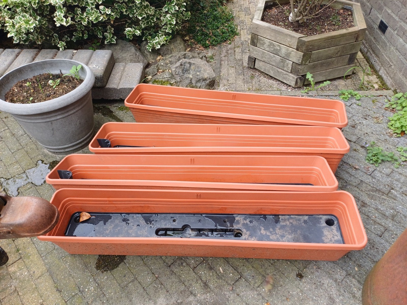 4x Ebert Balcony Trough Mediterran Bloembakken, Tuin en Terras, Bloembakken en Plantenbakken, Ophalen, Kunststof, Gebruikt, 100 cm of meer