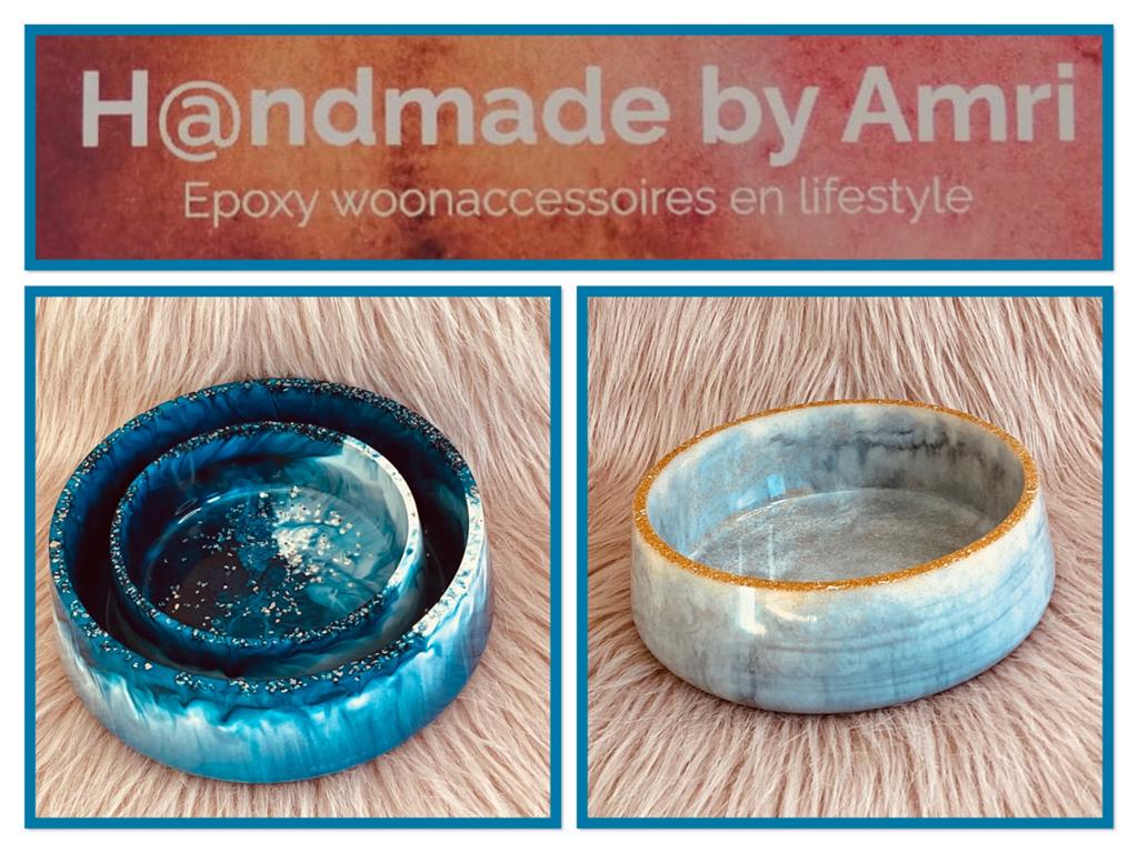 H@ndmade by Amri | verschillende opbergkommen van epoxy, Huis en Inrichting, Ophalen of Verzenden, Nieuw, Rond