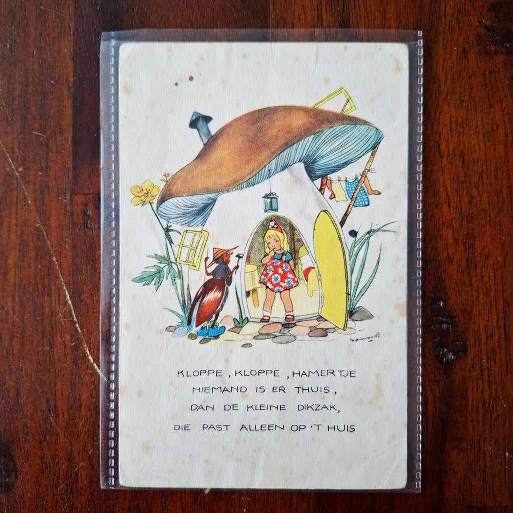 Vintage ansichtkaart met rijmpje, Ophalen of Verzenden, Gelopen