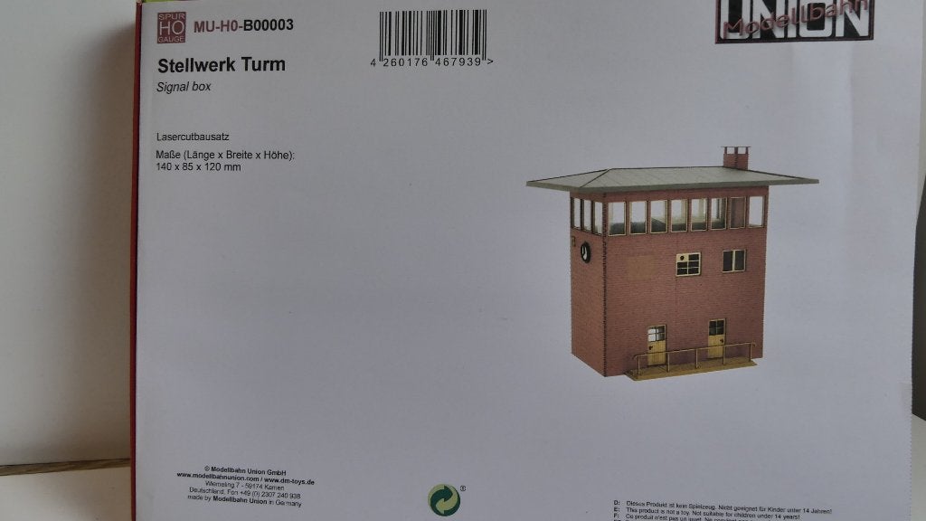 Bouwdoos H0: Modelbahnunion Seinhuisstellwerk Turm Lasercut, Overige merken, Brug, Tunnel of Gebouw, Nieuw, Ophalen of Verzenden
