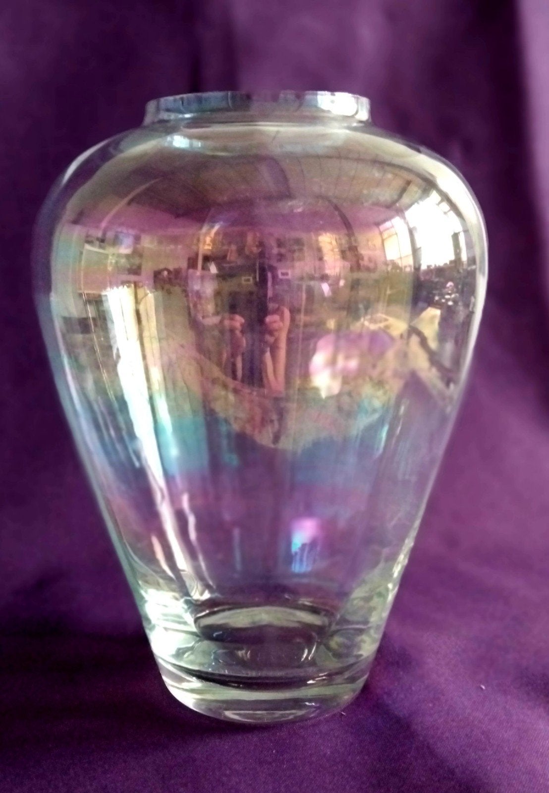 Sonoor vaas iriserend blank glas., Ophalen of Verzenden