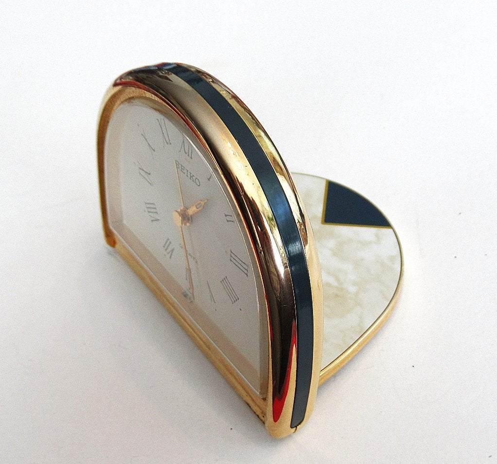 Seiko Vintage ArtDeco stijl quartz reiswekker, Japan van ‘80, Ophalen of Verzenden