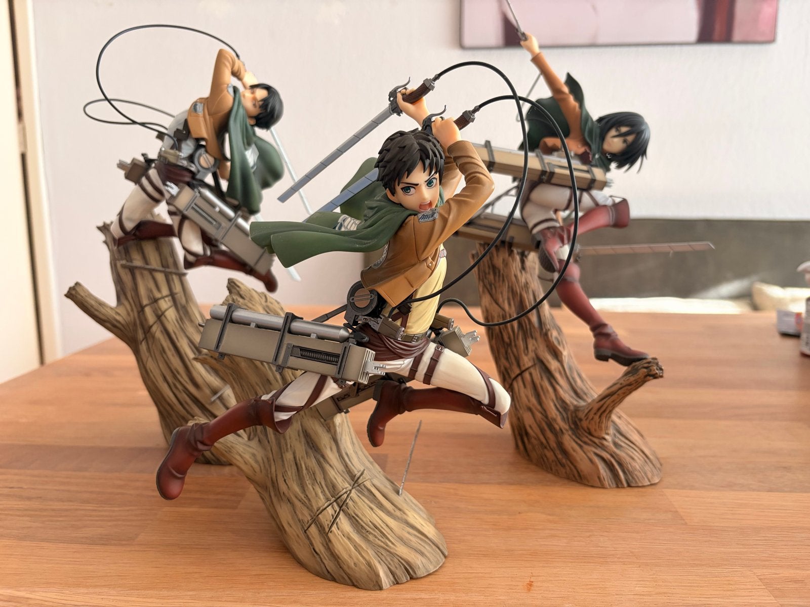 Attack on Titan Figuren Set - Eren, Mikasa, Levi, Ophalen, Zo goed als nieuw