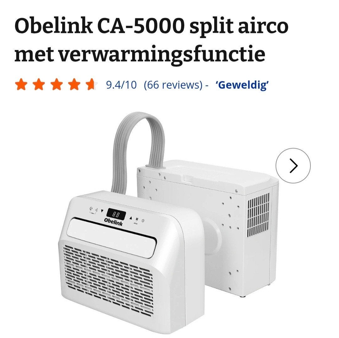 Mobile split airco CA -5000 met verwarmings functie, Ophalen, Minder dan 60 m³, 3 snelheden of meer, Zo goed als nieuw