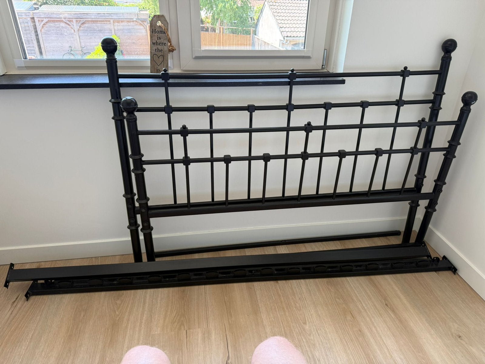 Zwart metalen bed, Gebruikt, Zwart, Tweepersoons, Metaal
