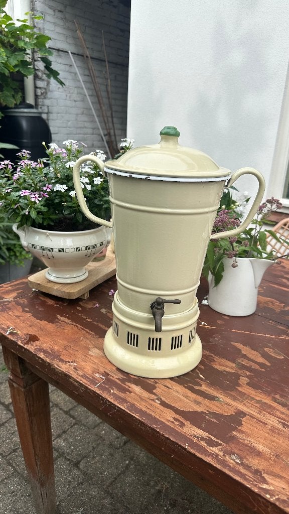Grote emaille koffiekan, percolator, Antiek en Kunst, Ophalen