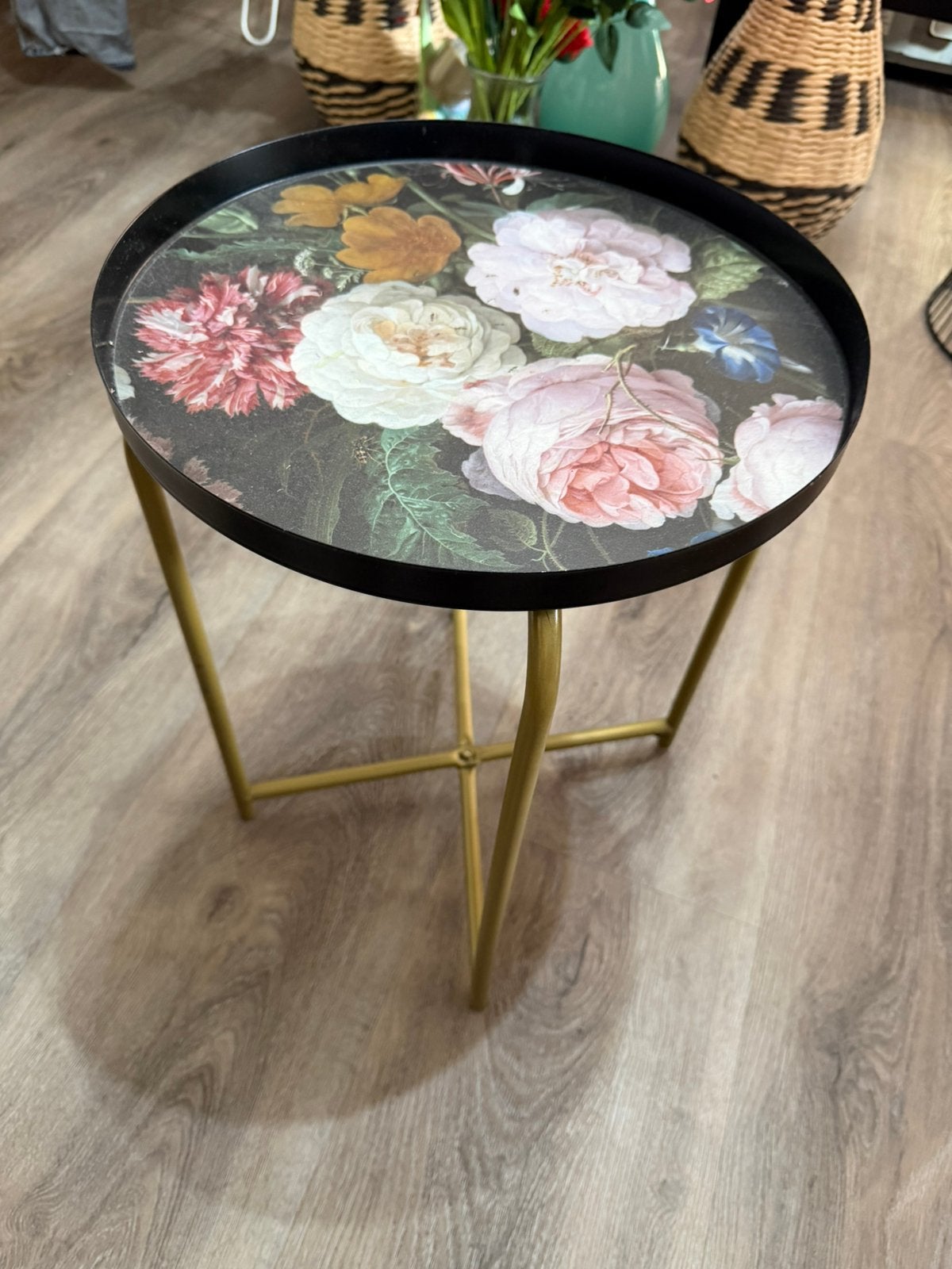 Bijzettafel bloemen, Minder dan 55 cm, Gebruikt, Rond, Ophalen