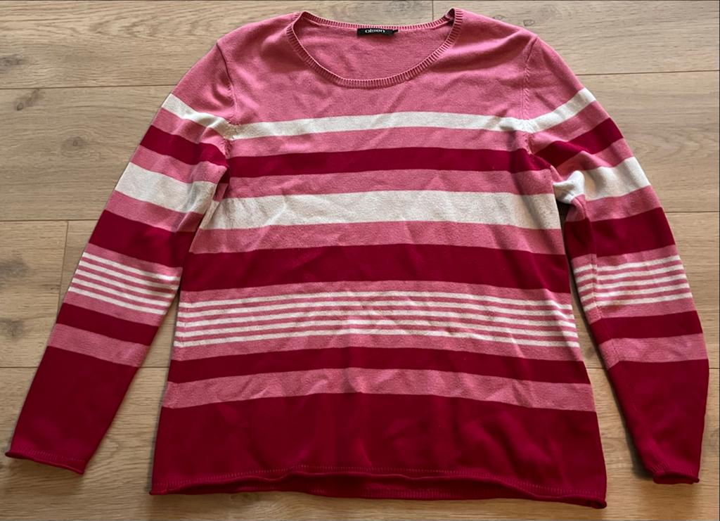 Olsen gestreepte trui in roze en rode tinten in maat L, Ophalen of Verzenden, Gedragen, Maat 42/44 (L), Roze
