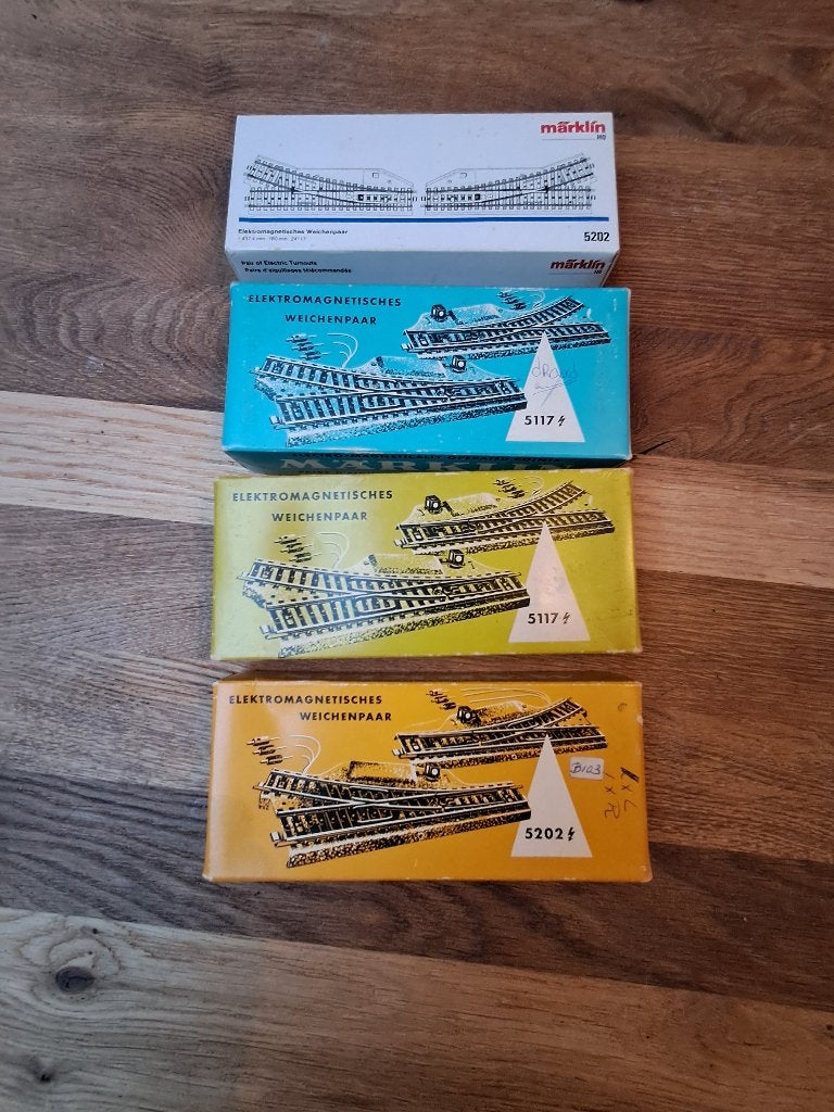 Marklin 4x m rail wisselsets 5119/5118/5204, Wisselstroom, Gebruikt, Rails, Ophalen of Verzenden