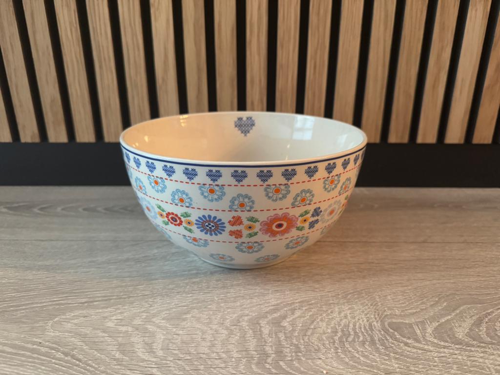 Grote schaal van Yvon Jaspers kakelbont servies!, Huis en Inrichting, Ophalen of Verzenden, Glas, Overige stijlen, Schaal of Schalen