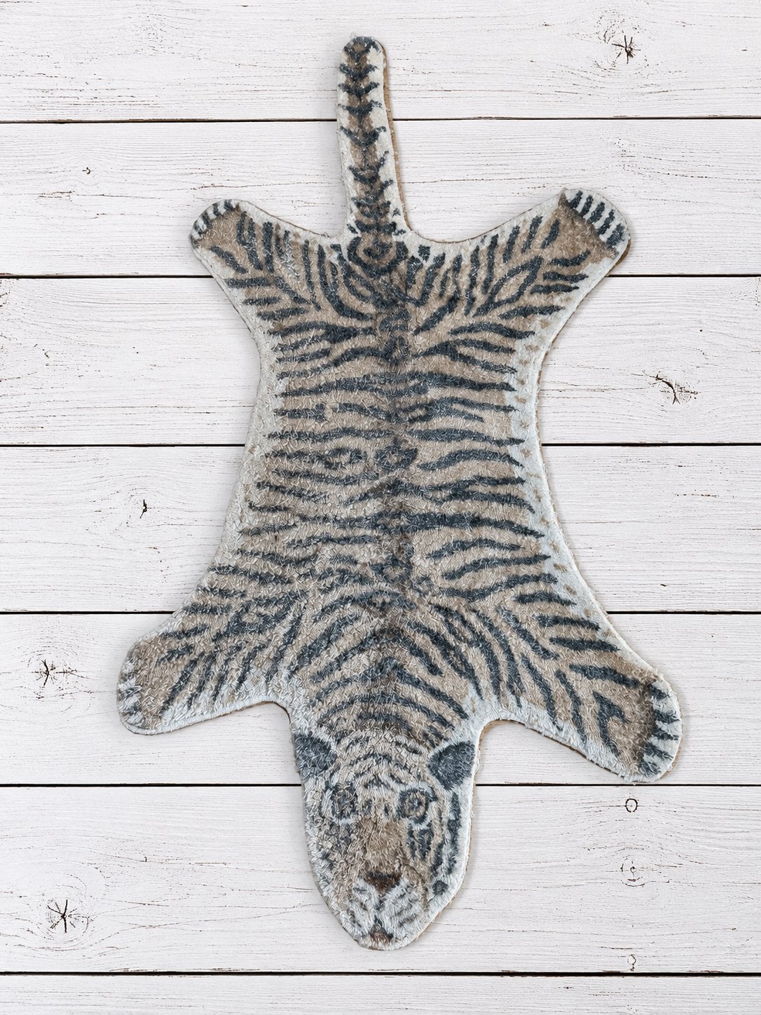 Zacht tijger kleed voor de kinderkamer - 1.60m lang, Beige, Zo goed als nieuw, 150 tot 200 cm, Overige vormen
