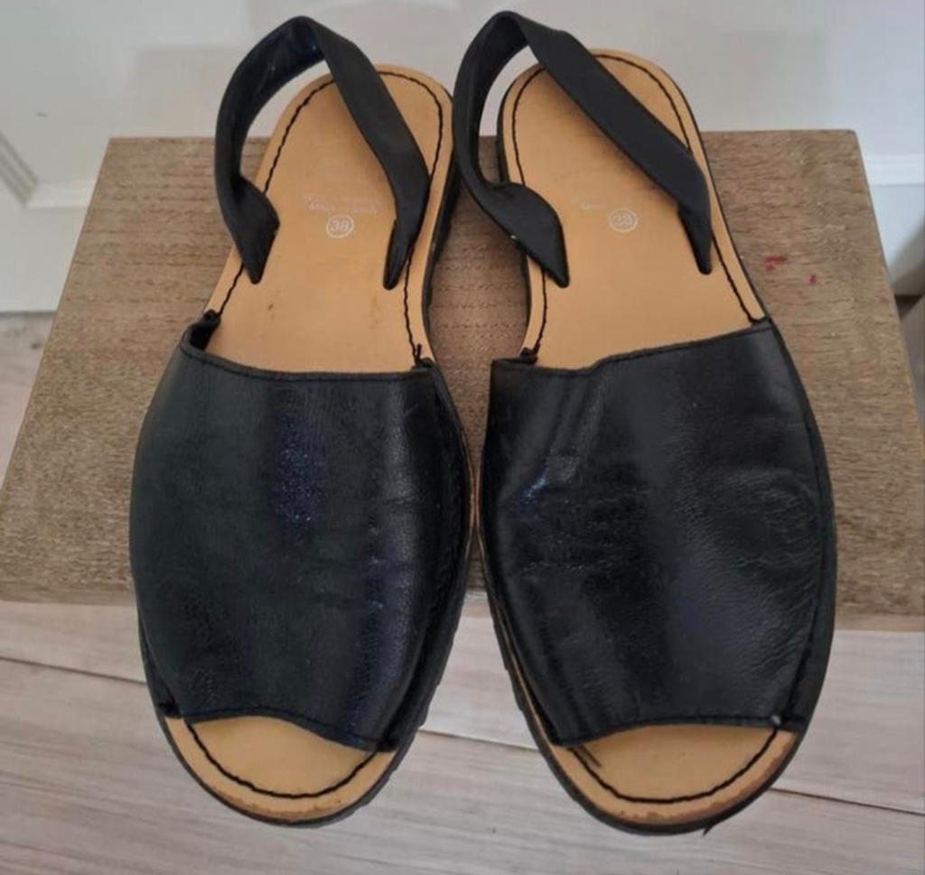 Avarca Menorquina leren sandaaltjes mt 38 zwart(nieuw), Verzenden, Nieuw, Zwart, Sandalen of Muiltjes